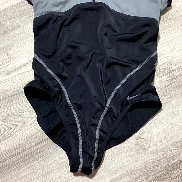 Nike bathing suit Medium Black and Gray One Piece Swimwear - Picture 4 of 8